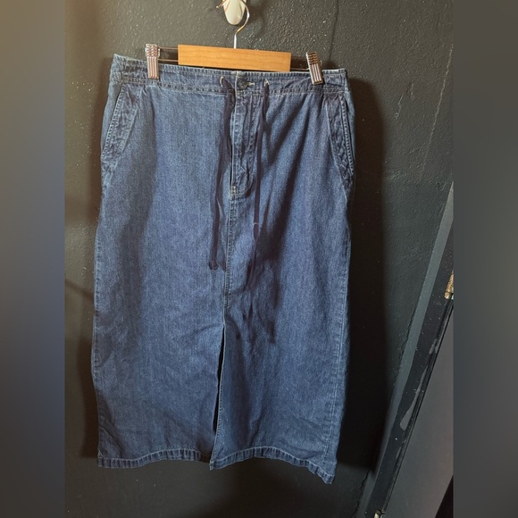 Women’s Eddie Bauer Dark Blue Denim Maxi Skirt with Slit - Picture 1 of 6